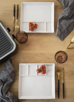 Fonduebord / Gourmetbord - 5 Vakken - Wit - 24 X 24 Cm 9 Fonduebord / Gourmetbord - 5 Vakken - Wit - 24 X 24 Cm -Kookwaren Verkoop 2 gourmet bord 2