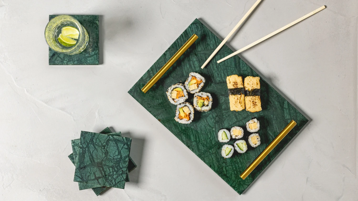 Jay Hill Onderzetters Marmer - Groen - 10 X 10 Cm - 4 Stuks 4 Jay Hill Onderzetters Marmer - Groen - 10 X 10 Cm - 4 Stuks - Afbeelding 2