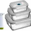 Sareva Vacuum Ovenschalen / Vershoudbakjes - Hittebestendig Glas - 4 Delige Set / 485 + 970 + 1.7 Ltr -Kookwaren Verkoop 8720364455859 1