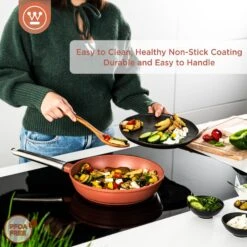 Westinghouse Koekenpan Performance - Rebel Red - ø 24 Cm - Standaard Anti-aanbaklaag -Kookwaren Verkoop WCFP0095024OR 4