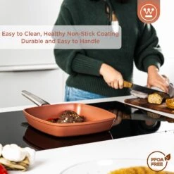 Westinghouse Grillpan Performance - Rebel Red - 28 X 28 Cm - Standaard Anti-aanbaklaag -Kookwaren Verkoop WCFP0095G28OR 4