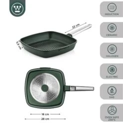 Westinghouse Grillpan Performance - Gracious Green - 28 X 28 Cm - Standaard Anti-aanbaklaag -Kookwaren Verkoop WCFP0095G28SG 3