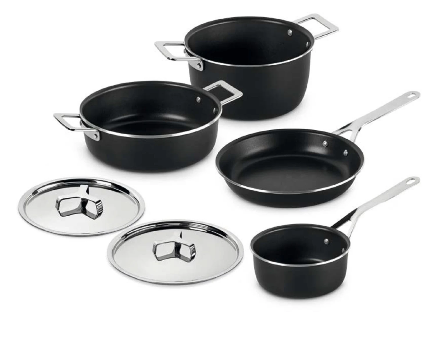Alessi Pannenset Pots&Pans - AJM100S6 A - Zwart - 4 Delige Set - Door Jasper Morrison 5 Alessi Pannenset Pots&Pans - AJM100S6 A - Zwart - 4 Delige Set - Door Jasper Morrison - Afbeelding 3