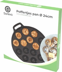 Sareva Poffertjespan - Gietijzer - ø 24 Cm - 19 Poffertjes -Kookwaren Verkoop poffertjespan Package New