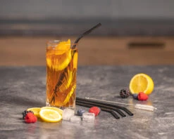 Sareva Herbruikbare Rietjes - Met Borstel - Zwart - Gebogen - 4 Stuks -Kookwaren Verkoop product keuken 6